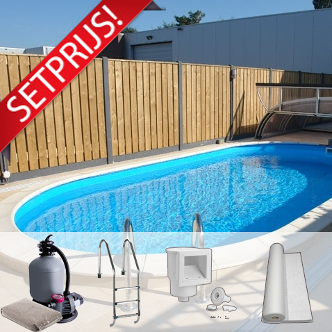 Family Pool Ovaal Stalen Zwembad + Set - Folie: 0,8 mm - 3.20 x 6.00 x 1.50 m