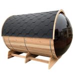 Canadian Red Cedar Barrel Sauna panorama (230x185x205)