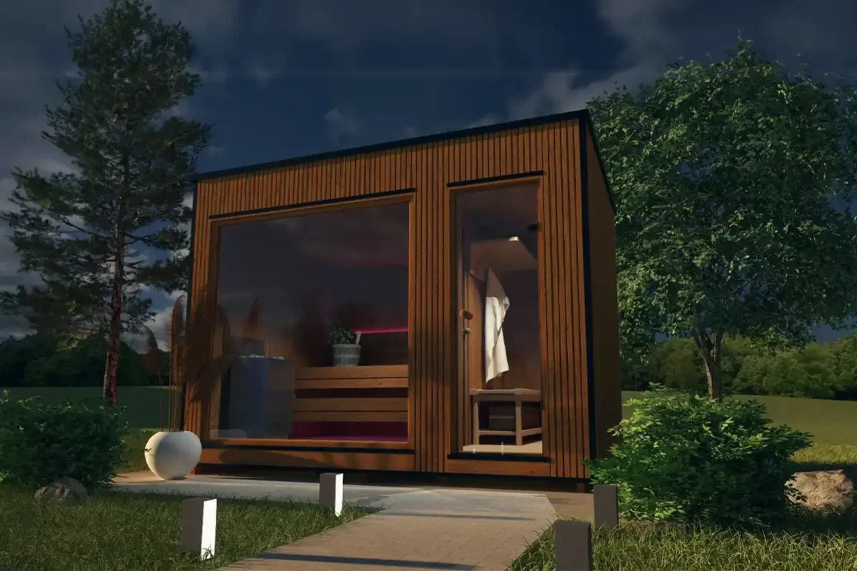 Buitensauna Panorama Thermowood 3.40 x 2.30 m + omkleedruimte - Afbeelding 5
