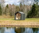 Buitensauna met Glaswand Puntdak 2.50 x 2.35 m ( uit 1 stuk geleverd ) - Afbeelding 3
