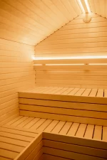 Buitensauna met Glaswand Puntdak 2.50 x 2.35 m ( uit 1 stuk geleverd ) - Afbeelding 9