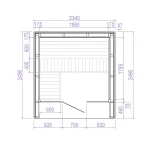 Buitensauna met Glaswand 2.55 x 2.10 m ( uit 1 stuk geleverd ) - Afbeelding 12