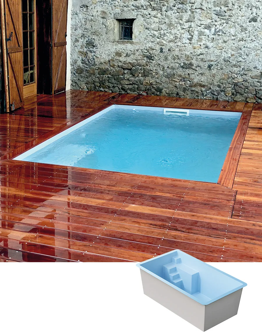bassin-baie-lava.jpg Polyester zwembad plungepool 4.30 x 2.30 x 1.50 m BAIE LAVA - Afbeelding 1