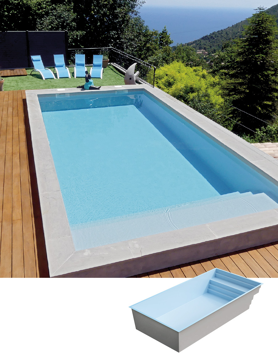 bassin-figuerolle Polyester zwembad 7.90 x 3.80 x 1.50 m FIGUEROLLE - Afbeelding 1