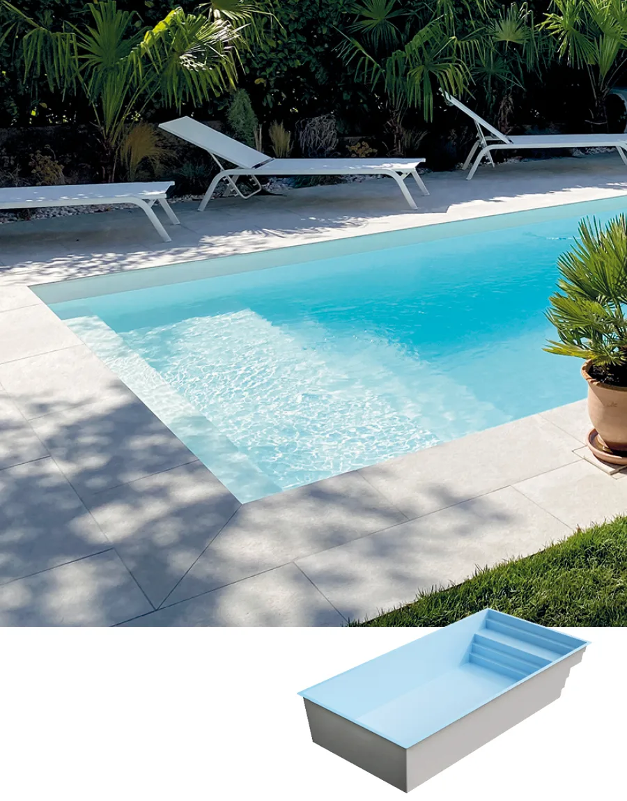 bassin-inizan.jpg Polyester zwembad 7.00 x 3.00 x 1.50 m INIZAN - Afbeelding 1