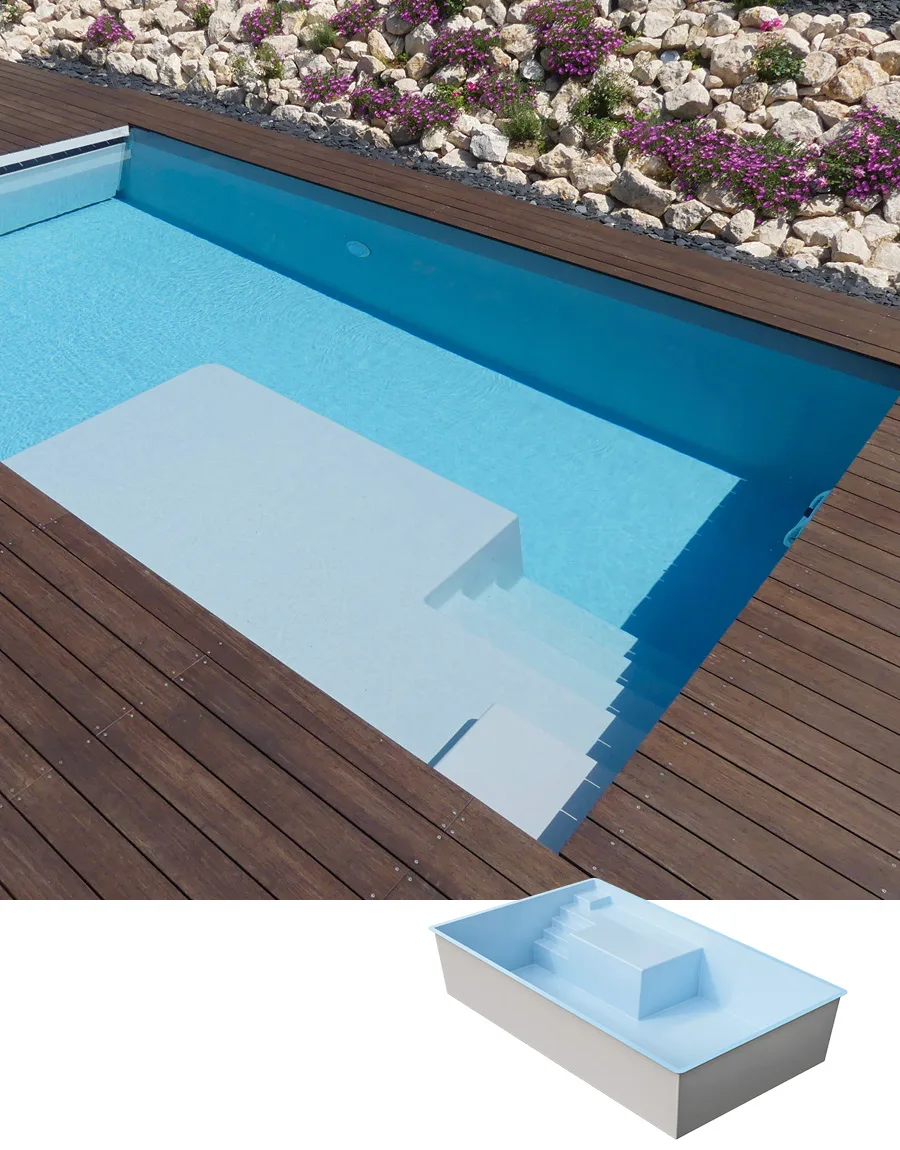 bassin-leucate-plage.jpg Polyester zwembad 6.00 x 3.50 x 1.50 m LEUCATE - Afbeelding 1