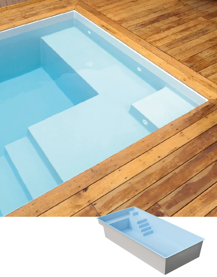 bassin-mont-louis.jpg Polyester zwembad 8.00 x 3.80 x 1.50 m MONT LOUIS - Afbeelding 1