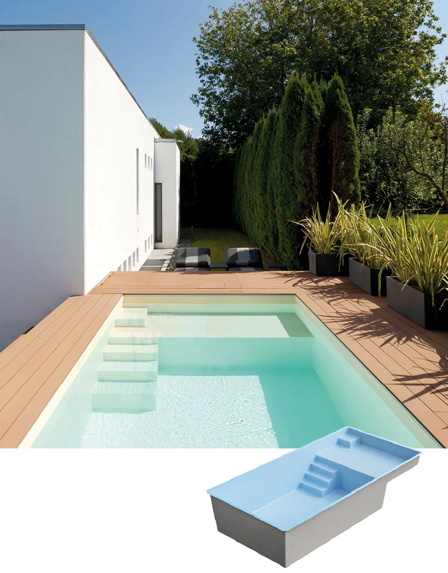 bassin-prado-plage-s.jpg Polyester zwembad 7.00 x 3.50 x 1.50 m PRADO PLAGE S - Afbeelding 1