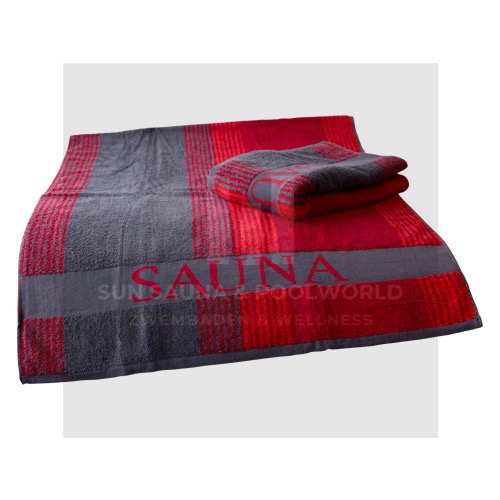 XL Sauna Handdoek 200x80cm Rood-Grijs